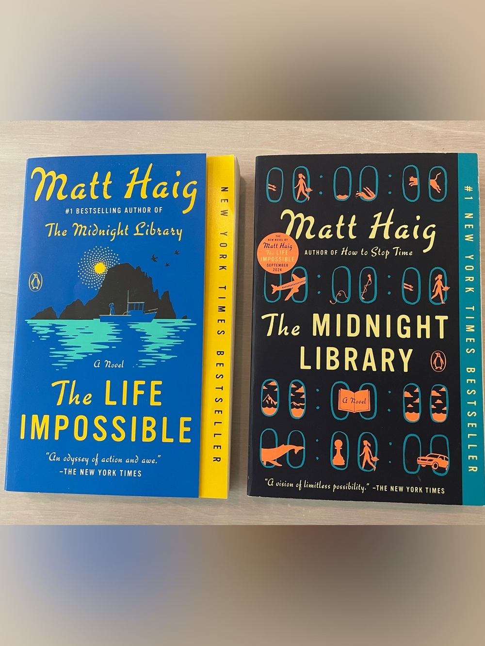 Matt Haig paperback books: The Midnight Library and The Life Impossible